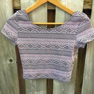 H&M black & pink Aztec print crop top - size XS